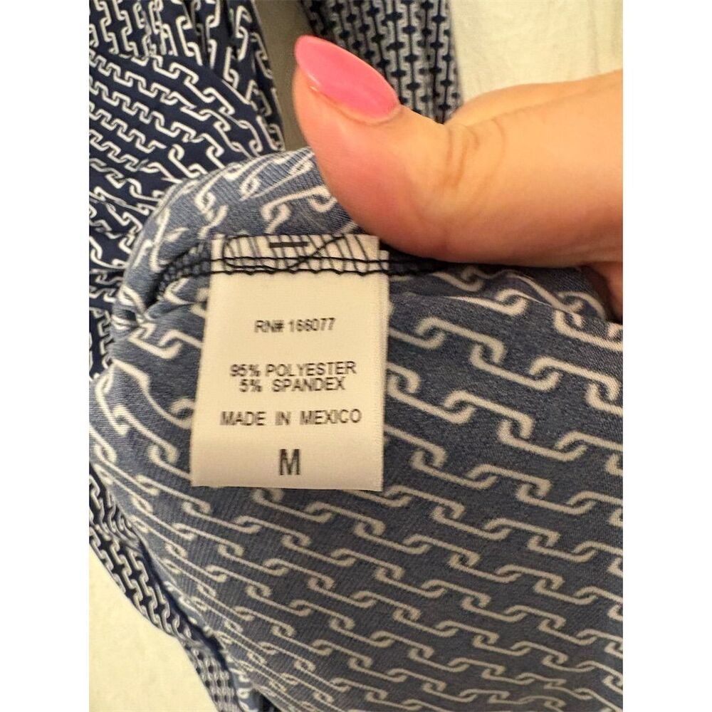 LunaChix Women's Blue Chain Print Bell Sleeve Tunic Dress Casual, sz M - Picture 5 of 9